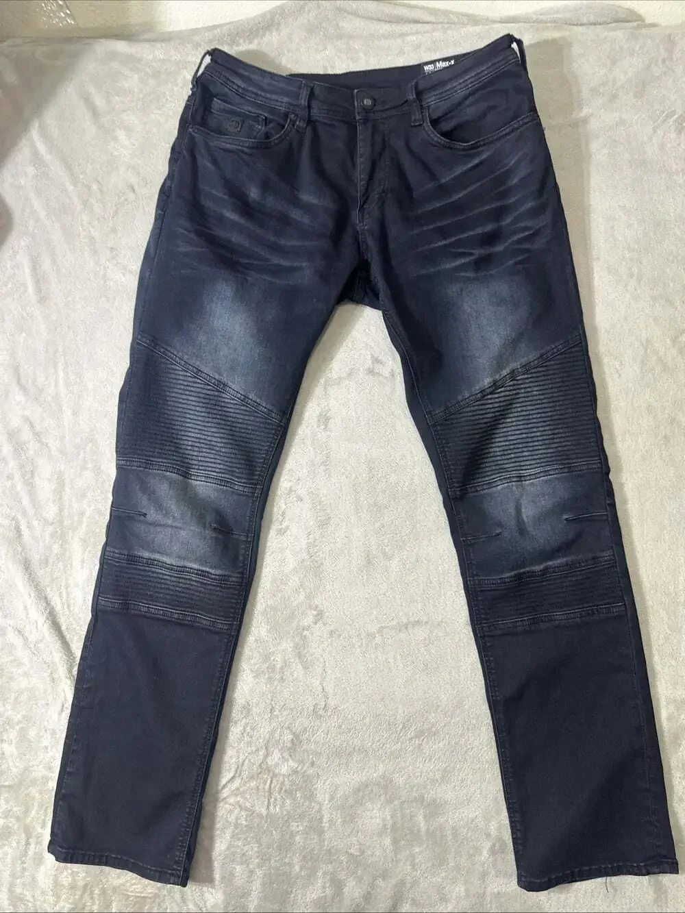 Buffalo David Bitton Max-X Jeans Mens 38x32 Skinny Stretch Moto Biker Blue